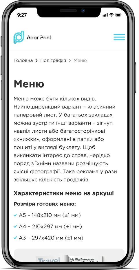 Мобільна версія – adaptive page